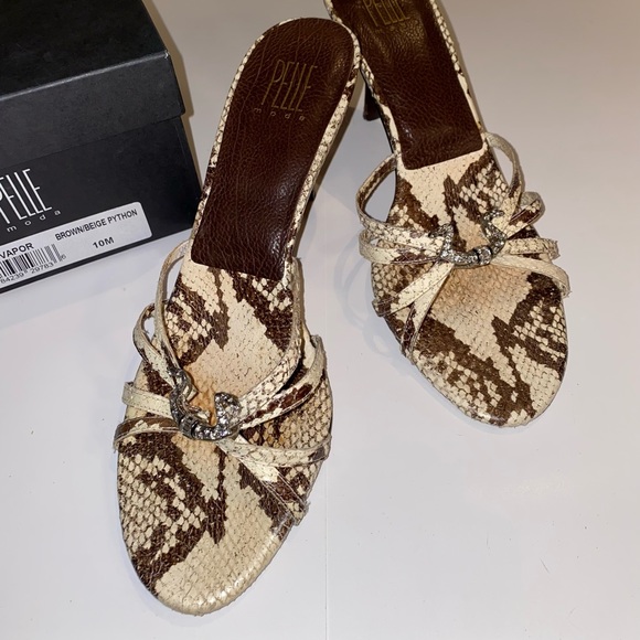 Pelle Moda "Vapor" Brown/Beige Python Slide/Heels - Picture 9 of 11